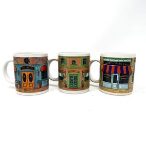 Set 3 Beanery Coffee Mugs Cups B I INC Daily Grind Beanery Main Street Cafe